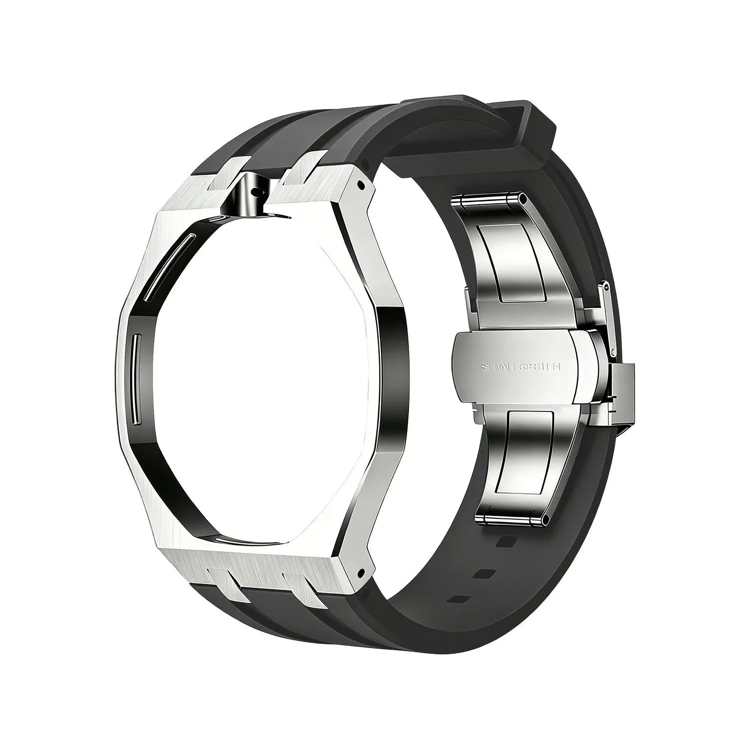 Black Steel Silicone Bracelet