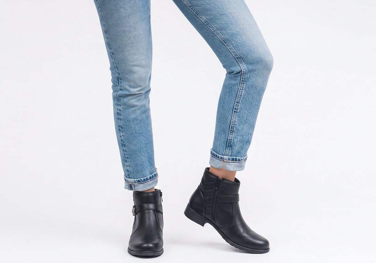 Candice Womens Comfortable Brazilian Low Heel Ankle Boots
