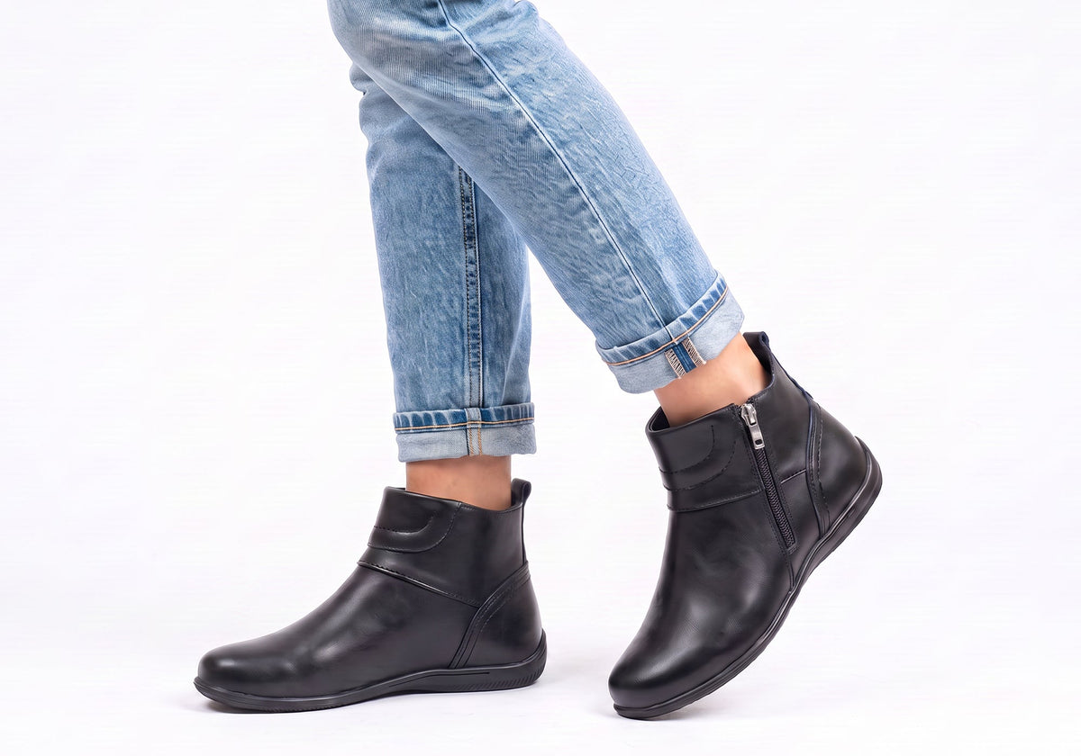 Ripple Womens Comfortable Leather Ankle Boots