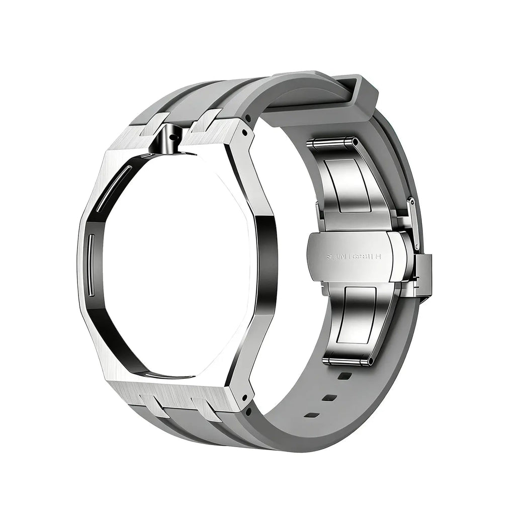 Grey Steel Silicone Bracelet