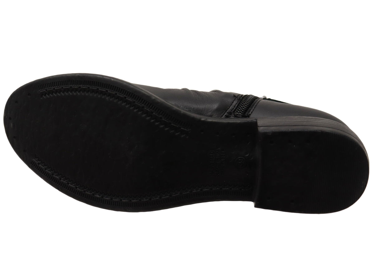 Enrich Womens Leather European Low Heel Ankle Boots
