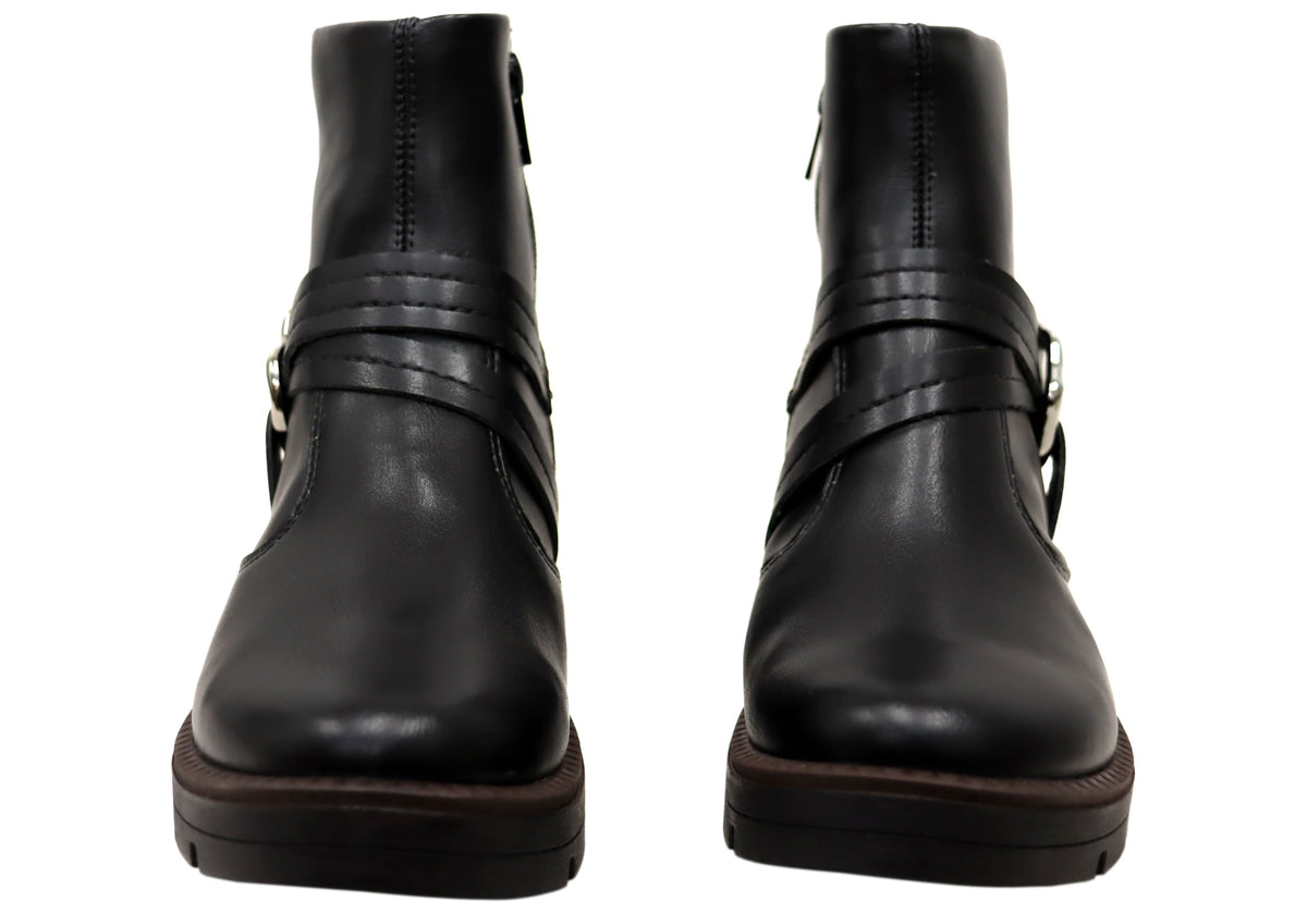 Bianka Womens Comfortable Brazilian Low Heel Ankle Boots