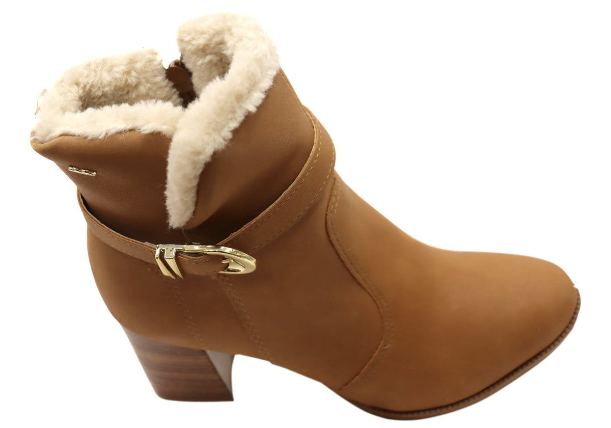 Diane Womens Comfortable Brazilian Heeled Ankle Boots