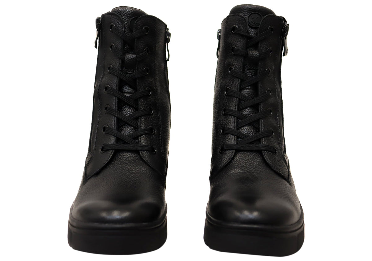 Darraya Womens Wide Fit Comfortable Leather Ankle Boots
