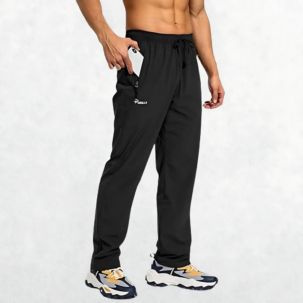 Men's Workout Athletic Trousers with Elastic Waist and Zipper Pockets