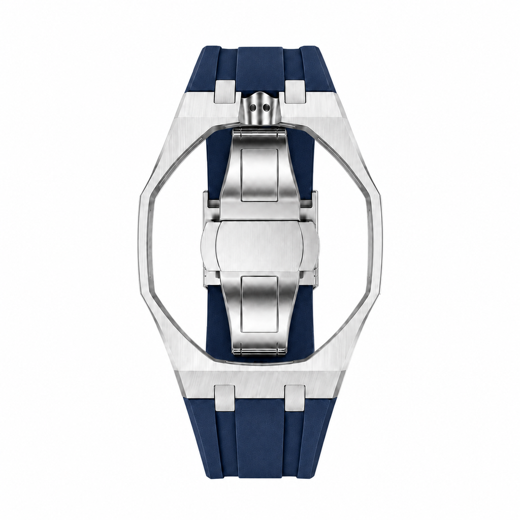 Navy Blue Steel Silicone Bracelet
