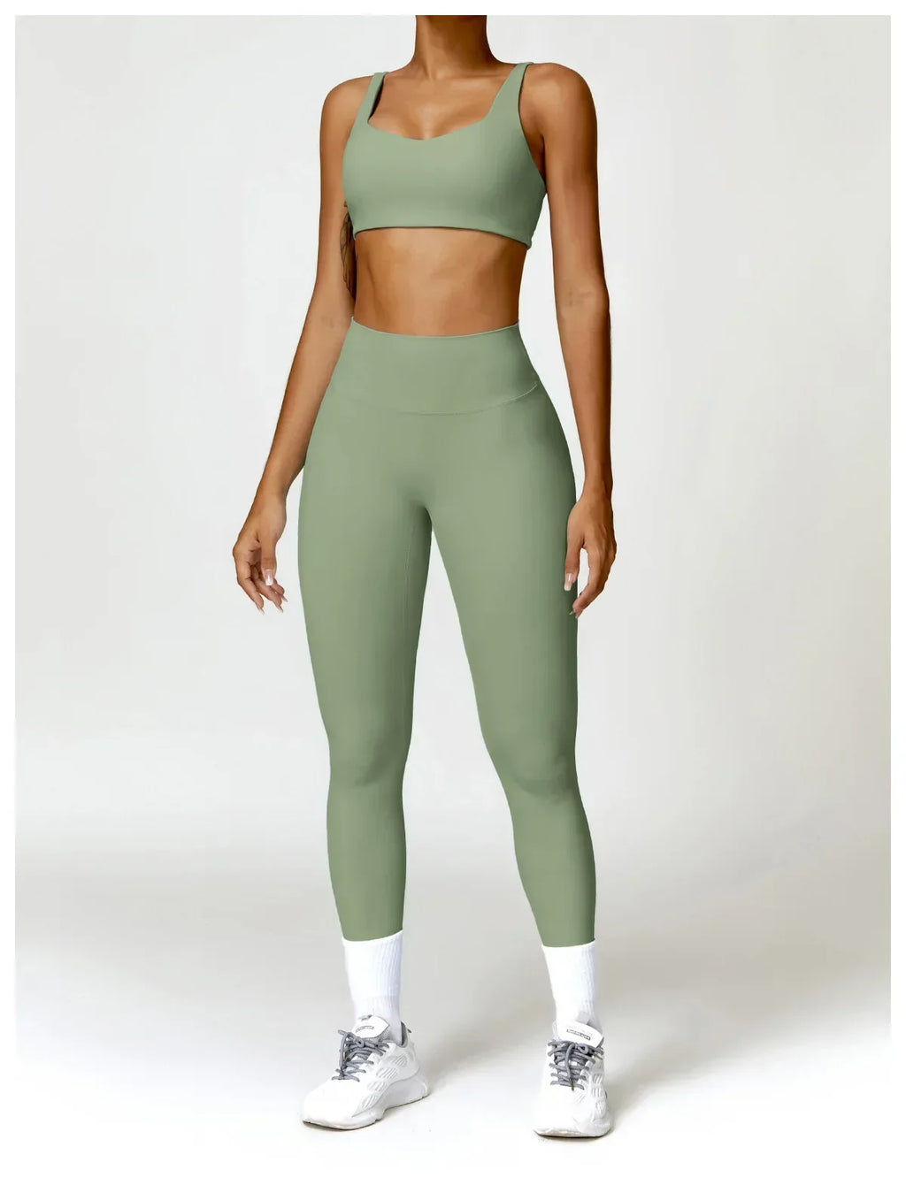 Women Tracksuit Yoga Set 2PCS Sportswear Workout Clothes Athletic Wear Gym Legging Fitness Bra Crop Top Long Sleeve Sports Suits