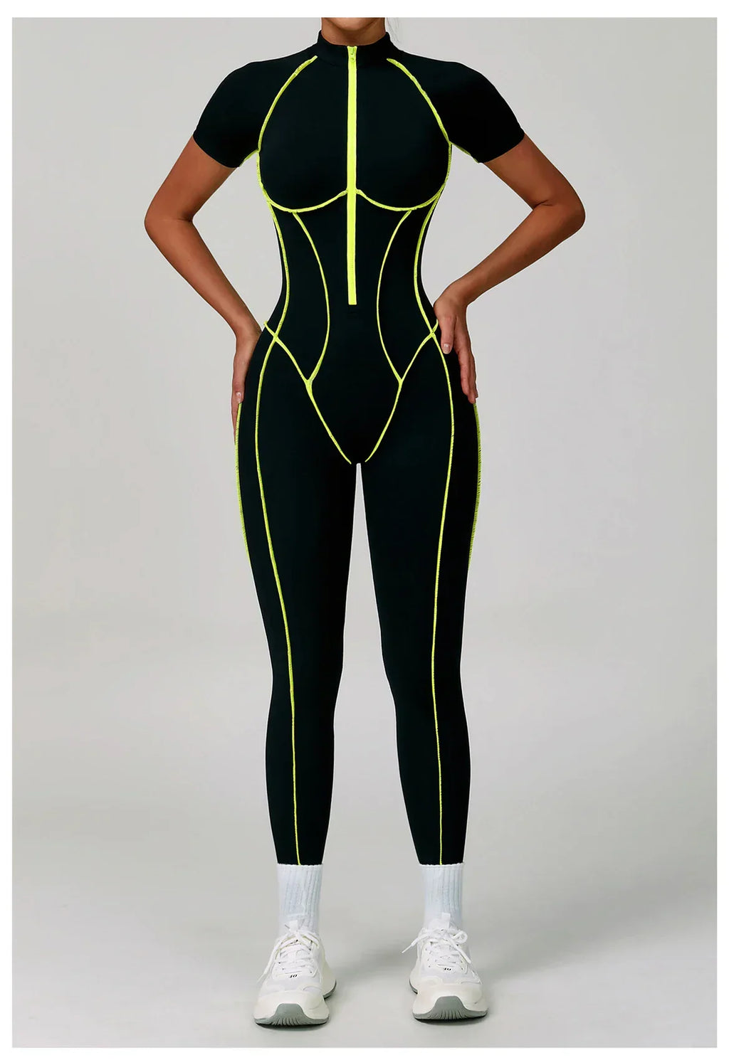 Gym Set Women Training Yoga Suit Sportswear Women Short Sleeves Sports Jumpsuit Fitness Rompers Zipper Push Up Workout Bodysuits