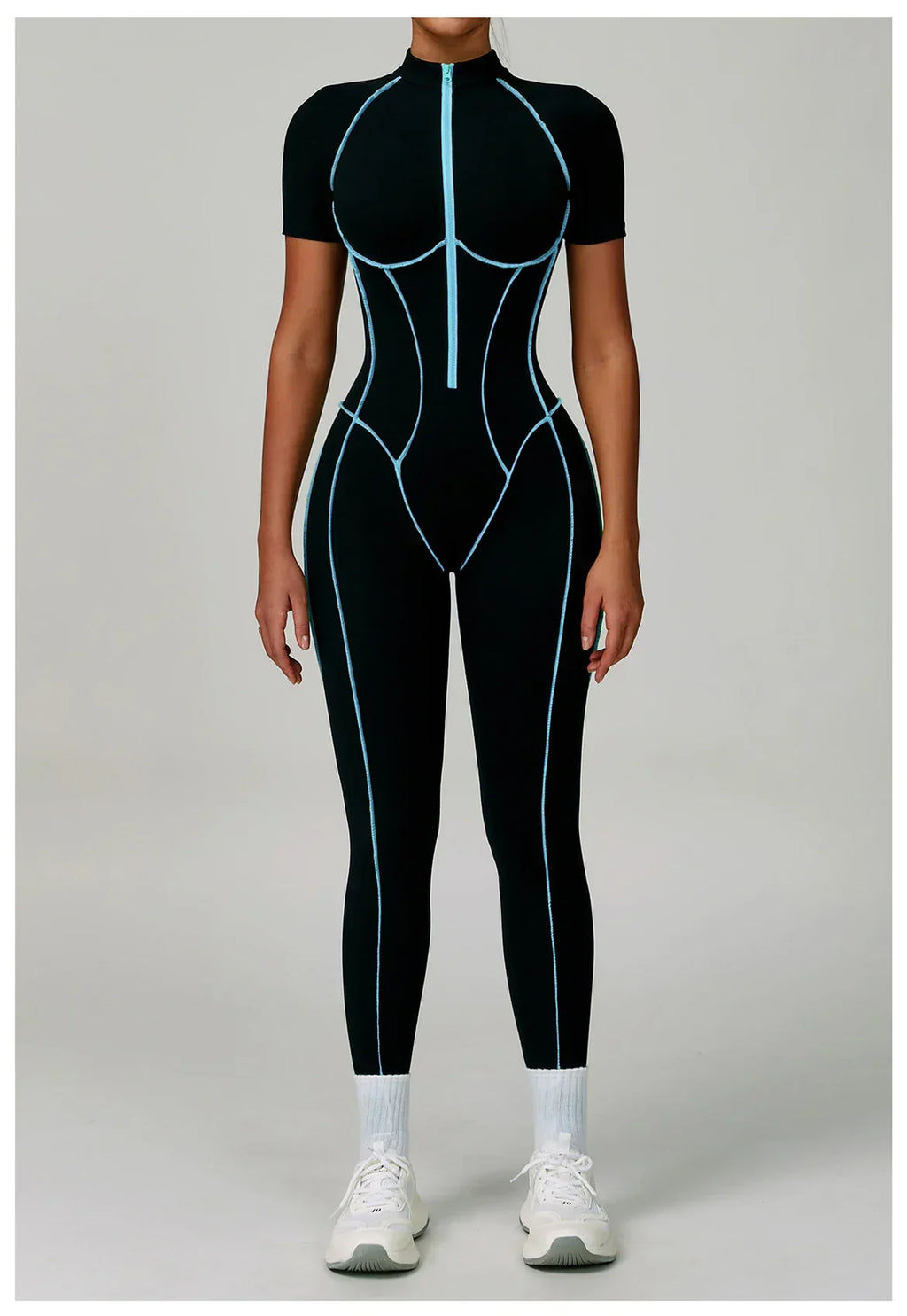 Gym Set Women Training Yoga Suit Sportswear Women Short Sleeves Sports Jumpsuit Fitness Rompers Zipper Push Up Workout Bodysuits