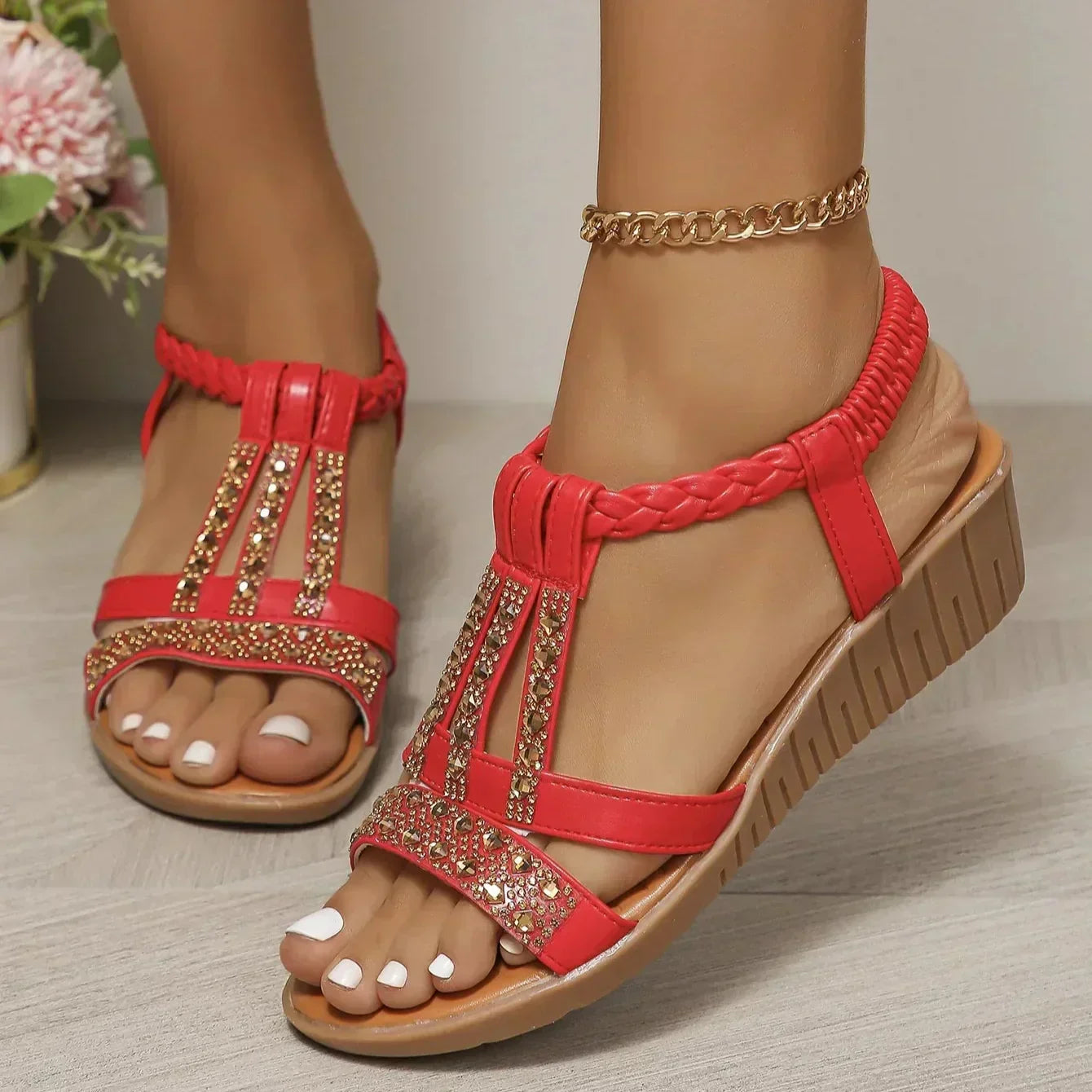 Mara Bloom Wedge Sandals