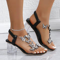 Marina Crystal Butterfly Block-Heel Sandals